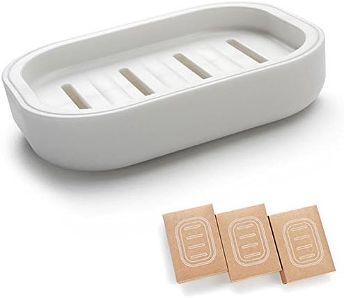 ECO Plastic Drain Soap Saver for Bathroom Soap Case Holder Sink Deck Bathtub Shower Dish ，Rectangular Soap Box Soap Container Khaki