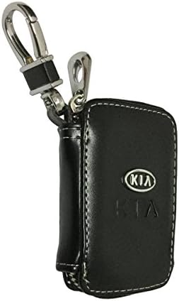 Cview New Car Key Wallet Zipper Case Black Leather Car House Office Key Chain Coin Holder Metal Hook Bag Collection For Kia Car Vehicle Auto Lover