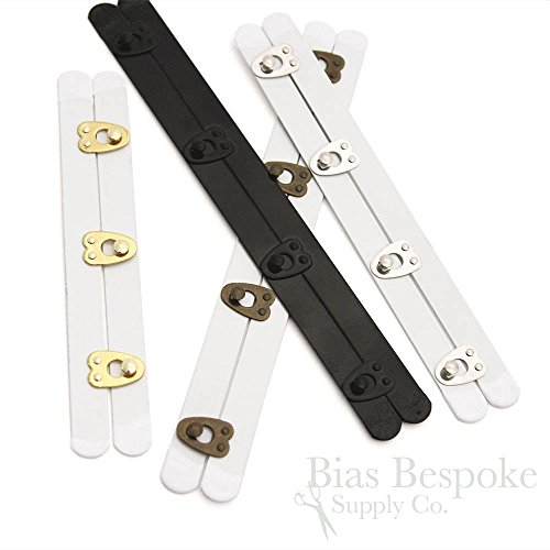 Gold and White Spring Steel Corset Busks, 12"