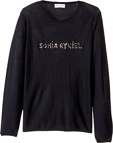 Sonia Rykiel Kids Girl's Long Sleeve Sweater w/Embellished Logo (Big Kids) Night 8