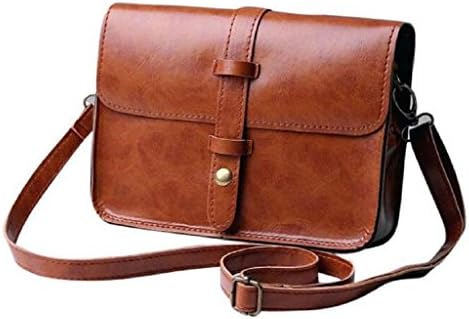 Ammazona Women Vintage Leather Cross Body Shoulder Messenger Bag (Brown)