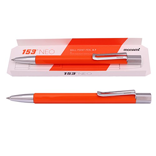 Monami 153 NEO, Ball Point Pen 0.7 mm Metal Body (Black Ink) (Tangelo)