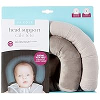 JJ Cole - Head Support, Newborn Head and Neck Support for Car Seat and Stroller, Designed to Adjust with Age, Grey Herringbone, Birth and Up