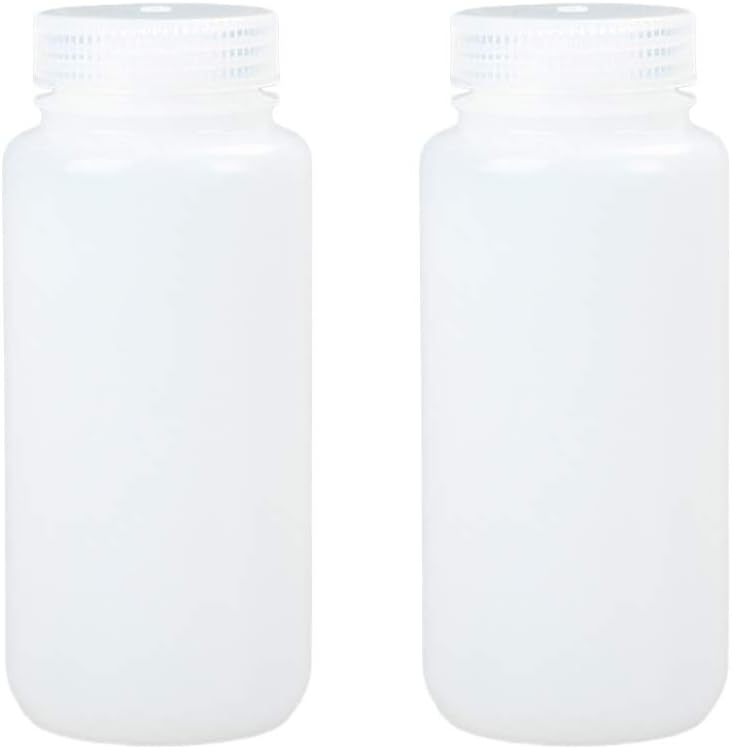 HEMOTON 2 Pcs 500ml Wide Mouth Reagent Bottle Empty HDPE Bottle Dispense Water Container Refillable Lotion ion Water Holder for Home Kitchen Cleaning (White)