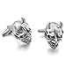 INBLUE Men's 2 PCS Rhodium Plated Cufflinks Silver Tone Black Devil Skull Shirt Wedding Business 1 Pair Set