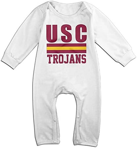 PCY Newborn Babys Boy's &amp; Girl's USC Trojans University Teams Logo Long Sleeve Jumpsuit Outfits For 6-24 Months White Size 24 Months