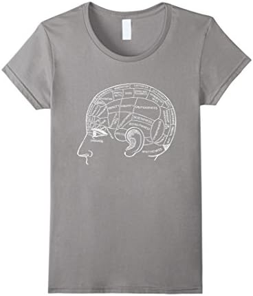 Women's Phrenology Chart Head T-Shirt Psychology Psychiatry Science Medium Slate