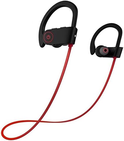 Techford QC10 Sports Jogger Behind The Neck Wireless Bluetooth Headset with inbuilt Noise Cancelling Mic Hi-Fi Stereo Sound Sweatproof Earbuds for Gyming,Cycling,Jogging,Workout and Running (Red)