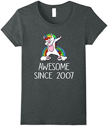 Womens Awesome since 2007 Unicorn Dabbing T-Shirt Small Dark Heather