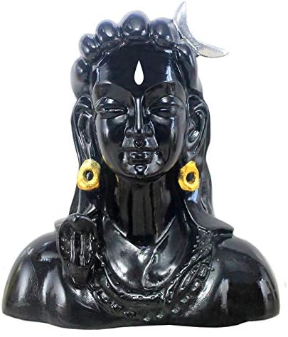 StonKraft Marble Shiva Lingam Shiv Ling Idol Murti Statue Adiyogi (Black Adiyogi)