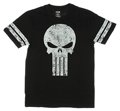 Marvel Comics Punisher Logo Licensed Ringer Graphic T-Shirt - X-Large