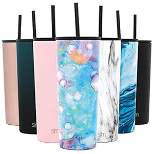 Simple Modern 710mL (24oz) Classic Reismok Tumbler met 2 deksels: herbruikbaar rietje en klep – kolf koffie bier…