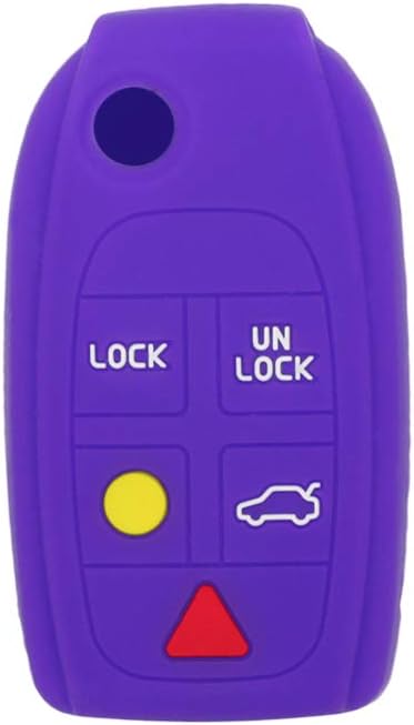 BROVACS Silicone Cover Protector Case Holder Skin Jacket Compatible with VOLVO 5 Button Flip Remote Key Fob CV4781 Deep Purple