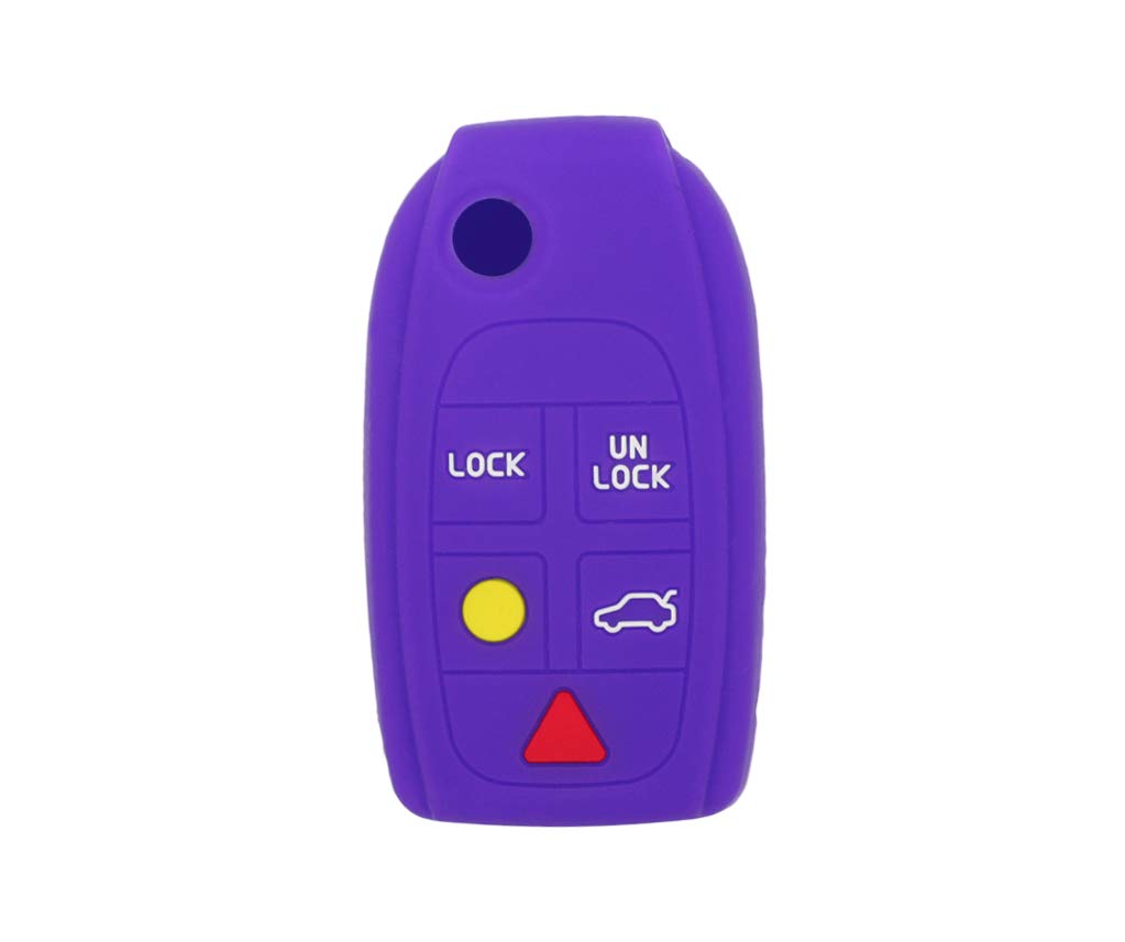 BROVACS Silicone Cover Protector Case Holder Skin Jacket Compatible with VOLVO 5 Button Flip Remote Key Fob CV4781 Deep Purple
