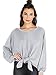 SweatyRocks Women's Oversized Knot Front Long Sleeve Sweatshirt Grey S
