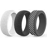 Zollen Silicone Wedding Ring for Men, 3 Packs Men's Rubber Wedding Bands Durable Rubber Rings for Crossfit Workout, Size 9