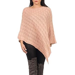 DANAEST Gebreide poncho voor dames met vlechtpatroon (659)