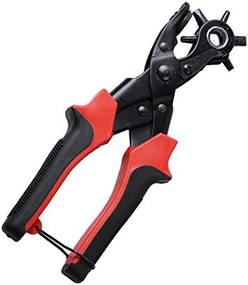 Revolving Punch Plier Kit-Best Leather Hole Punch Set with Round Hole and Flat Hole Brass Pad, Screwdriver,for Belts, Watch Bands, Straps, Dog Collars, Saddles, Shoes,etc.