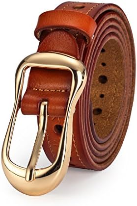 Girls Women Leather Belt for Jeans with Alloy Buckle Grommet Hollow Rivets