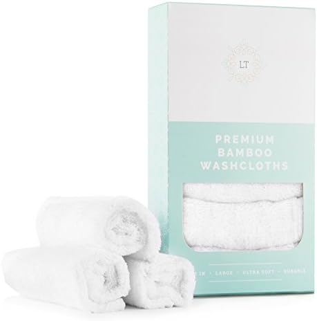 Rayon from Bamboo Baby Bath Washcloths, Best for Dry Skin, Luxurious Feel for Softer Skin, 6 Pack, Gift Set for Babies and Adults, Large 10”x10” Reusable Wipes for Baby Registry Bathing Kit, Travel