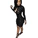 Mojessy Women Lady Keyhole Mesh Bandage Bodycon Pencil Party Club Midi Dress