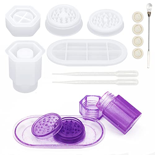 Silicone Grinder Resin Mold 6 Kit, AngleKai Grinder Silicone Molds for