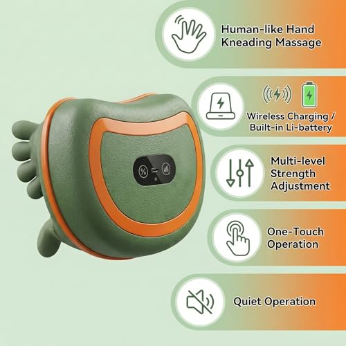 4D Neck Massager Cordless Neck and Cervical Electric Back Massager with Muscle Kneading Massage Pillow for Neck, Waist, Legs and Body, 3 Level Modes