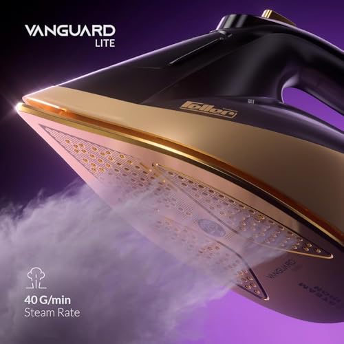 Feller Germany Vanguard Series Steam Iron, 2600W, Prime Gold Ceramic Double Sole Plate with Anti Calc, Auto Shut off, TrueTemp, Easy One Button Steam, SI260, 2Y Guarantee-UAE Version (Gold)