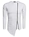 Coofandy Men's Shirts Casual Zipper Shirt Irregular Long Sleeve T Shirt,White,Medium