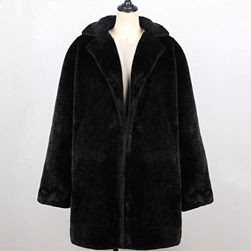 Luxury Faux Fur Parka Coat Women's Fuzzy Fleece Lapel Winter Warm Overcoat Long Cardigan Jackets Outwear - Limsea Black