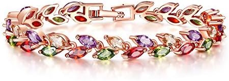 Yutii Leafs-In-Tiara Swiss Cubic Zirconia 18K Gold Plated Diamond Strand Bracelet For Women