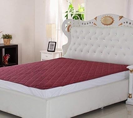 Amer Handicraft Home Care Waterproof Double Bed Mattress Protector King Size (Size: 72X78) (Red)