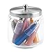 mDesign Glass Bathroom Vanity Apothecary Storage Organizer Canister Jar for Cotton Balls, Swabs, Makeup Sponges, Bath Salts, Hair Ties, Jewelry, Set of 3, Varied Sizes - Clear/Brushed