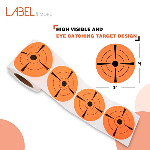 LABEL&MORE Shooting Target Stickers 3" Round Fluorescent Orange Bullseye Target Dots for Shooting Strong Adhesive Shooting Target Pasters - 250 pcs - Thumbnail 2