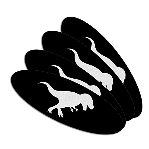 Dinosaur Tyrannosaurus Rex Black White Double-Sided Oval Nail File Emery Board Set 4 Pack