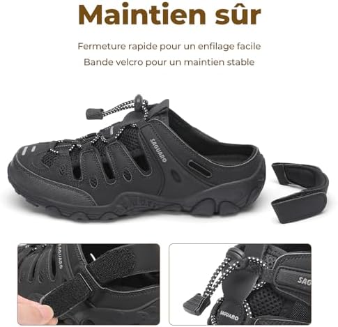 Sandales Trekking Femme Légères Respirantes, Noir 37