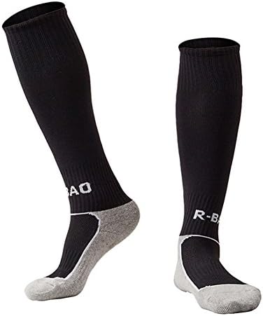 Youth Soccer Socks Black Comfortable Towel Bottom Pressure Football Socks (Black)
