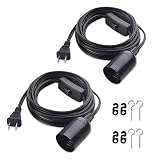 Cable Matters 2-Pack Hanging Light Cord (Light Socket with Cord) with On Off Toggle Switch in Black - 15 Feet