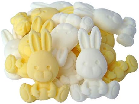 12 Edible Easter Rabbit Cake Cupcake Decorations ( 6 Yellow 6 White)