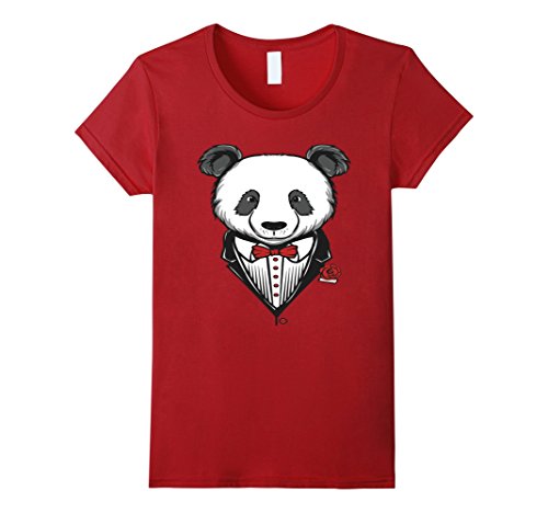 Funny Tuxedo Costume Panda T-Shirt With Red Bow Tie