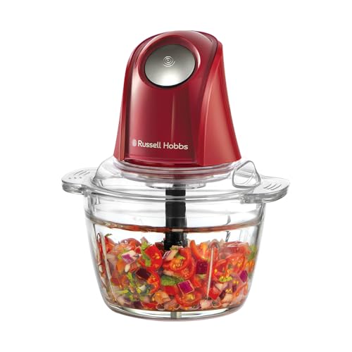 Russell Hobbs Zerkleinerer Elektrisch Mini [Glasbehälter mit Deckel] Desire Red (500ml, 2-flügeliges Edelstahlmesser, Mixer, Multi-& Universalzerkleinerer für Obst, Gemüse & Fleisch, 350W) 27132-56 thumbnail 1