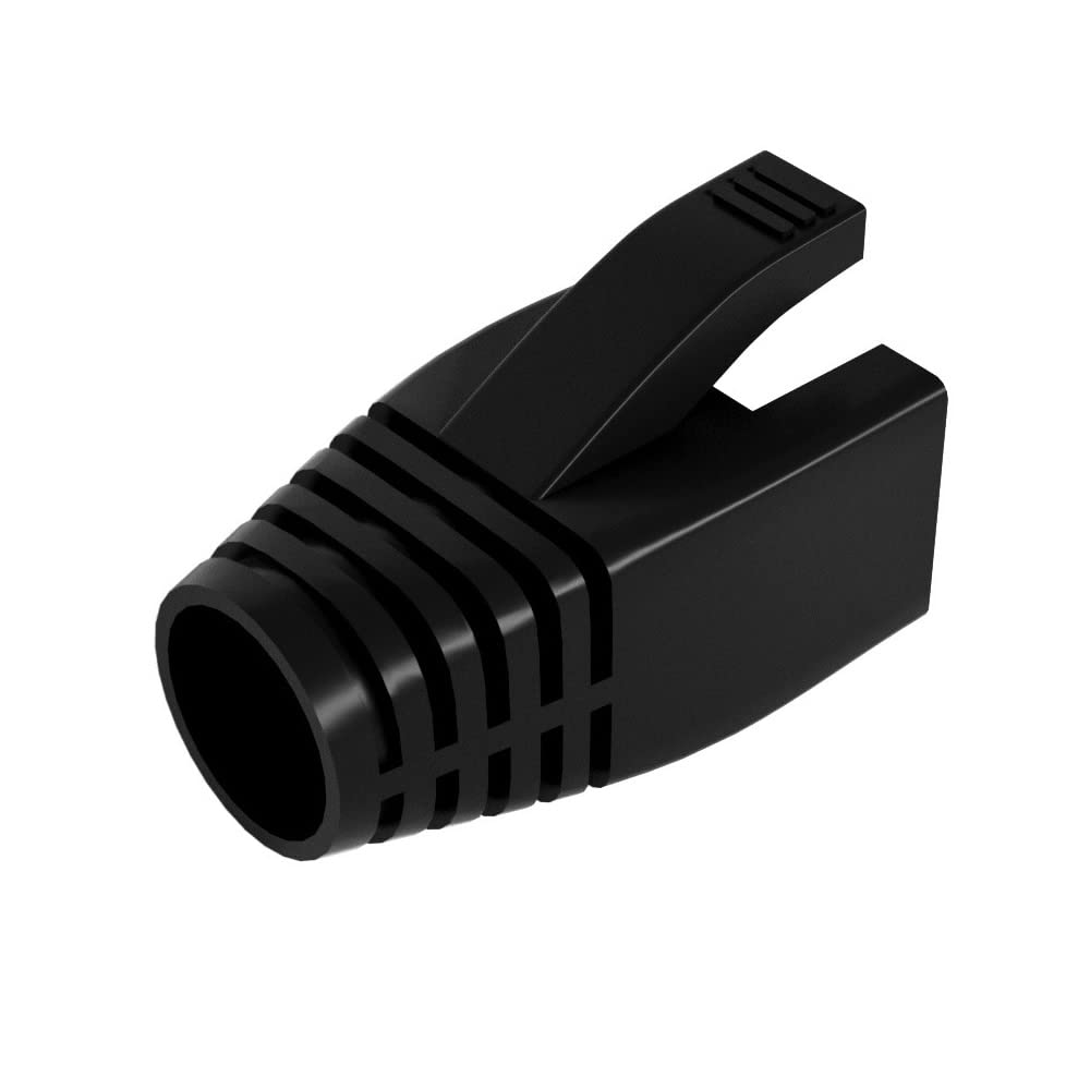 VIVOCH 50 Pcs Cat6 Cat6A Cat7 Strain Relief Boot, RJ45 Plug Connector Cover Modular Network Plug Connector Cap Cable Connector Boots, Black