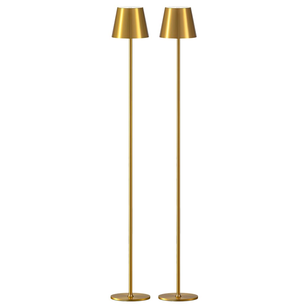 Photo 1 of Leroxo 2Pack Cordless LED Floor Lamp,3 Color Touch Control Rechargeable Lamp,Stepless Dimmable Adjustable Height Lighting for Living Room,Kitchen,Dining Room Lamp (2Pack Gold)
