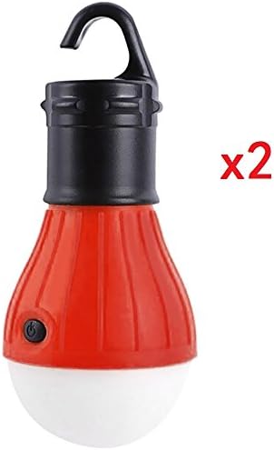 MonstGear 2 Pack Hanging Lantern 3 LED Hook Tent light Bulb for Outdoor Camping Hiking Fishing Portable Battery Powered Emergency Red