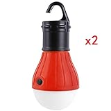MonstGear 2 Pack Hanging Lantern 3 LED Hook Tent light Bulb for Outdoor Camping Hiking Fishing Portable Battery Powered Emergency Red