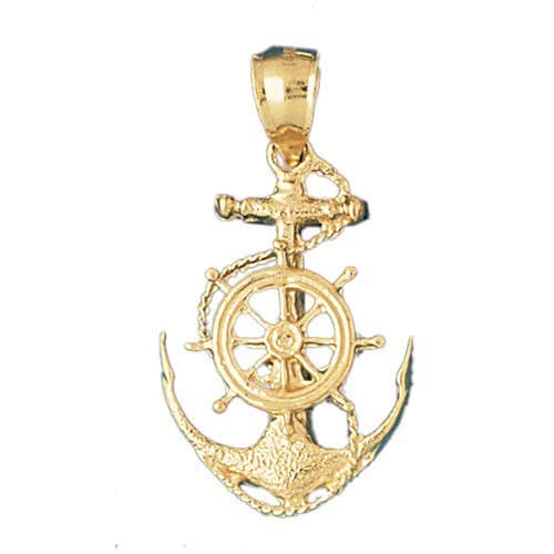 14K GOLD NAUTICAL CHARM, PENDANT ANCHOR Handmade
