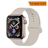 YANCH Compatible with for Apple Watch Band 38mm 40mm, Soft Silicone Sport Band Replacement Wrist Strap Compatible with for iWatch Nike+,Sport,Edition,S/M,Stone
