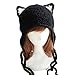 BIKMAN Cute Cat Ears Knit Hat Ear Flap Crochet Beanie Hat Black