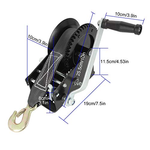 3000lbs Boat Trailer Winch Heavy Duty Hand Winch With Strap And Hook