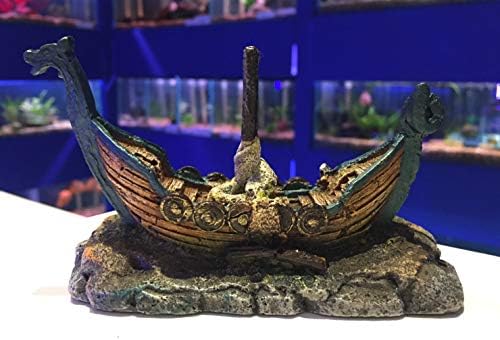 Mezzaluna Gifts Small Wreck Aquarium Fish Ornament Plane ~ Submarine ~ Helicopter ~ Boat ~ Ship (Viking Longboat)